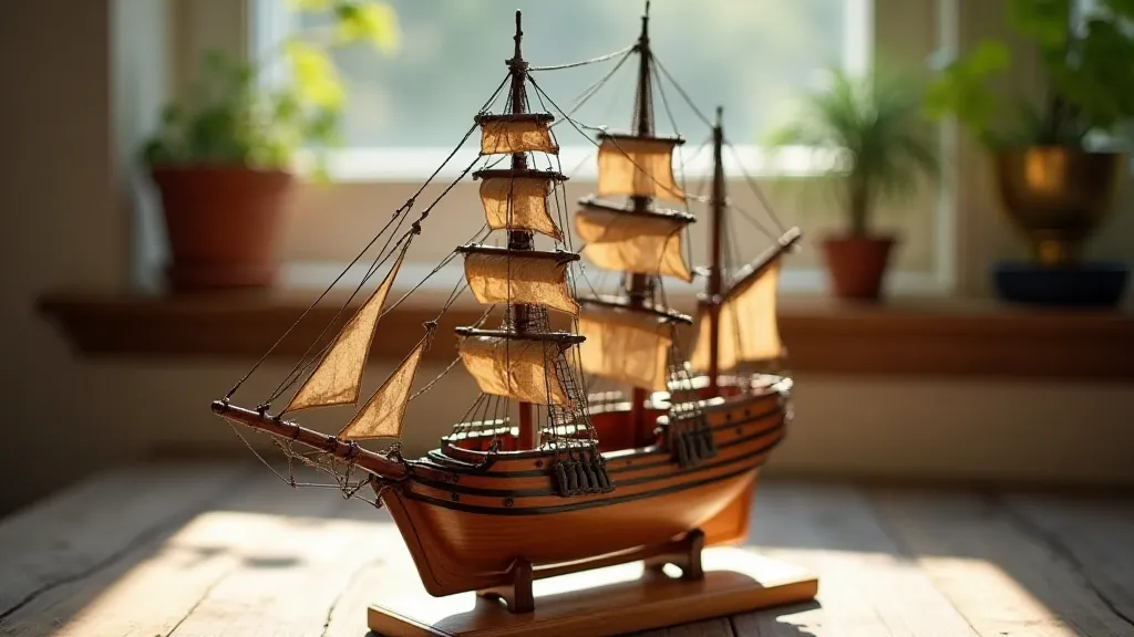 Completed model ship