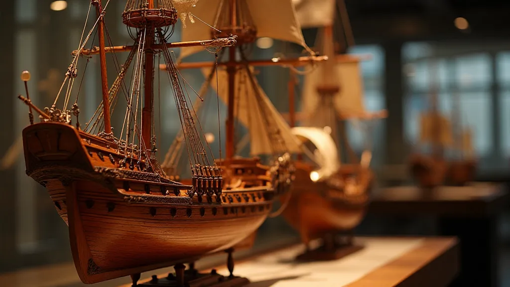 Completed wooden model ship