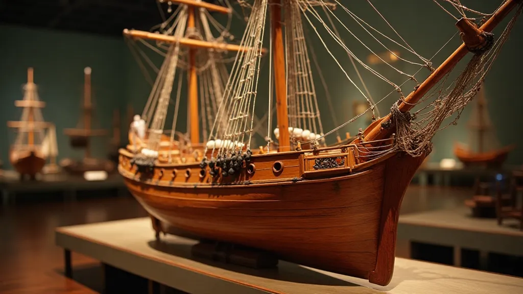 Completed model ship display