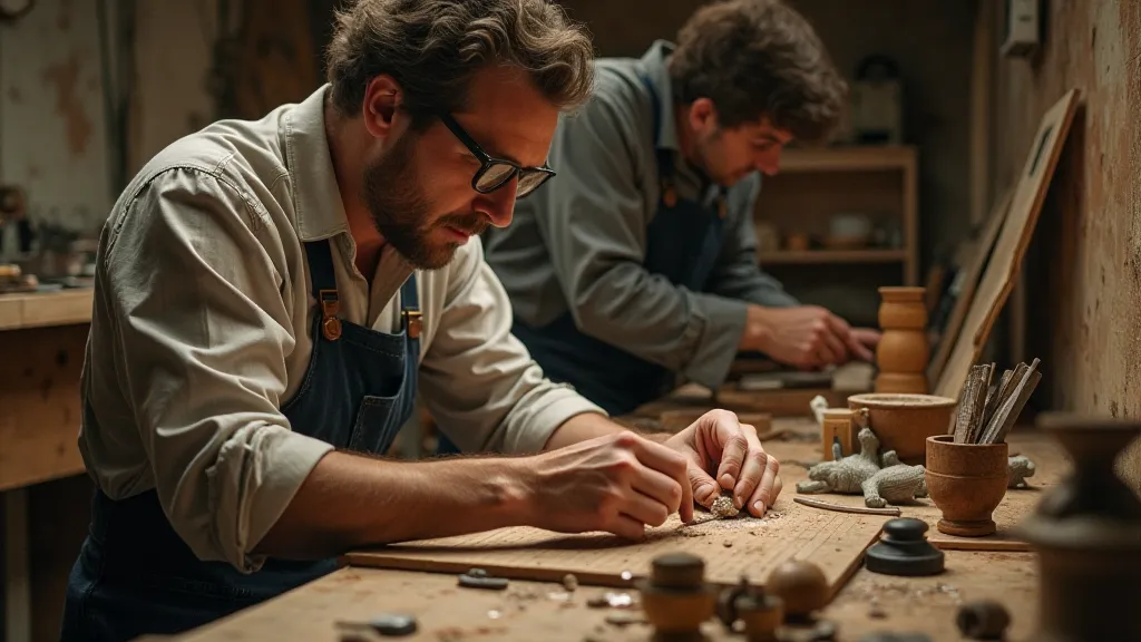 Craftsman carving a wooden figurehead