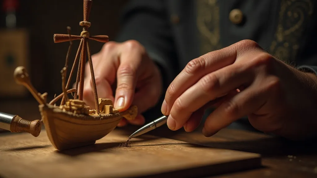 Craftsman's hands carving wood