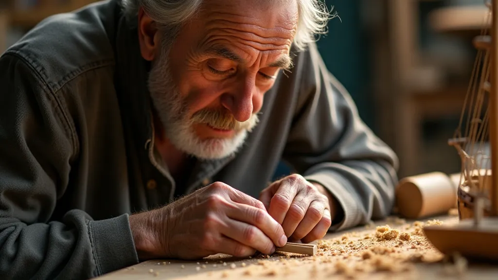 Craftsman carving wood