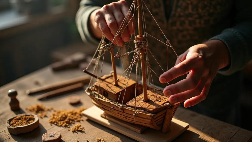 Model ship rigging detail