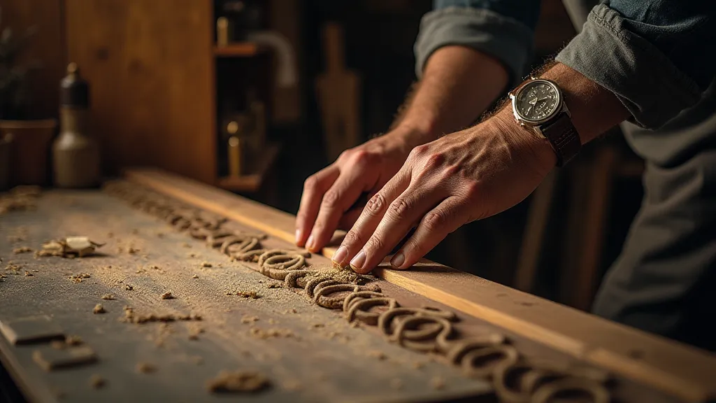 Shipwright's hands crafting hull planking.