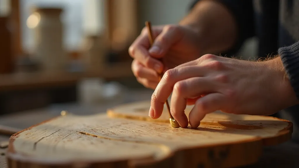 Artist applying varnish to a model ship hull