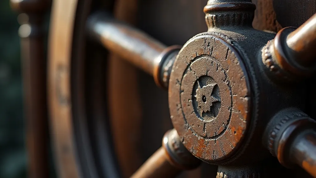 Weathered ship's wheel