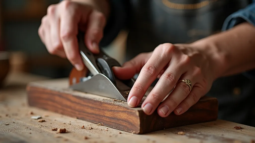 Carpenter shaping mahogany